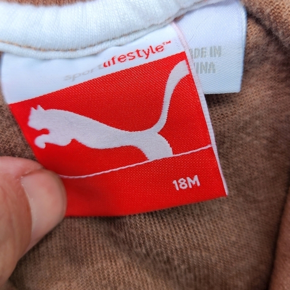 Vintage Y2K Puma Brown Velour Toddler Zip-Up Track Jacket 18M Warm Fall Winter - Picture 5 of 8